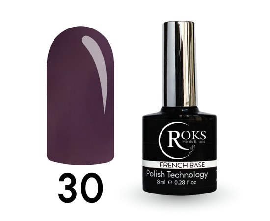 Изображение  Camouflage base for gel polish Roks Rubber Base French 8 ml, No. 30, Volume (ml, g): 8, Color No.: 30