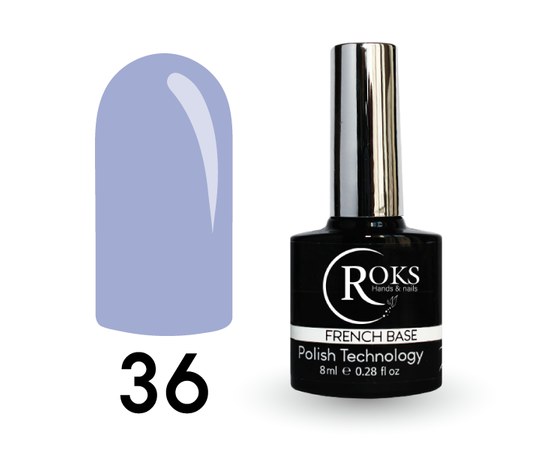 Изображение  Camouflage base for gel polish Roks Rubber Base French 8 ml, No. 36, Volume (ml, g): 8, Color No.: 36
