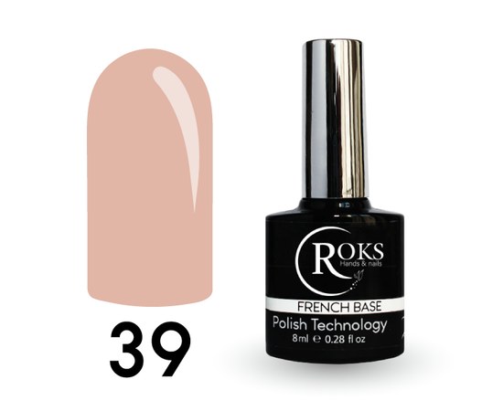 Изображение  Camouflage base for gel polish Roks Rubber Base French 8 ml, No. 39, Volume (ml, g): 8, Color No.: 39