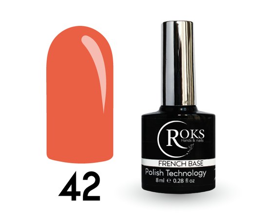 Изображение  Camouflage base for gel polish Roks Rubber Base French 8 ml, No. 42, Volume (ml, g): 8, Color No.: 42