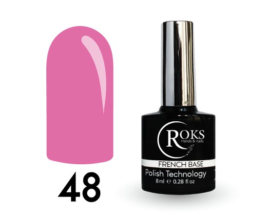 Изображение  Camouflage base for gel polish Roks Rubber Base French 8 ml, No. 48, Volume (ml, g): 8, Color No.: 48