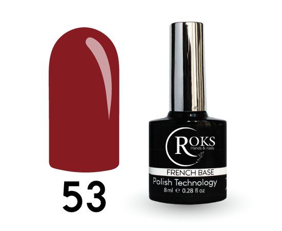Изображение  Camouflage base for gel polish Roks Rubber Base French 8 ml, No. 53, Volume (ml, g): 8, Color No.: 53