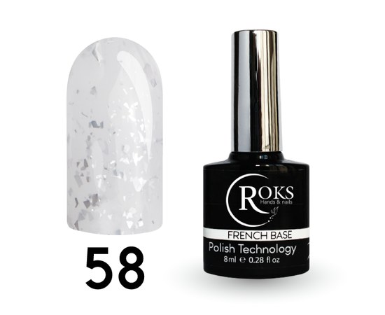 Изображение  Camouflage base for gel polish Roks Rubber Base French Potal 8 ml, No. 58, Volume (ml, g): 8, Color No.: 58