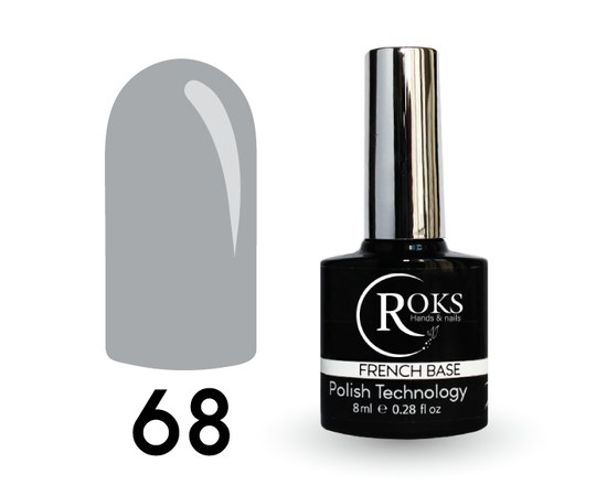 Изображение  Camouflage base for gel polish Roks Rubber Base French Color 8 ml, No. 68, Volume (ml, g): 8, Color No.: 68