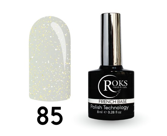Изображение  Camouflage base for gel polish Roks Rubber Base French Opal 8 ml, No. 85, Volume (ml, g): 8, Color No.: 85