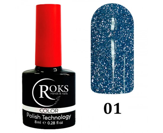 Изображение  Светоотражающий гель-лак для ногтей Roks Night Stars 8 мл, № 1, Объем (мл, г): 8, Цвет №: 001