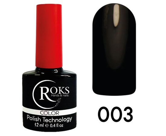 Зображення  Гель лак для нігтів Roks 12 мл, № 3 чорний, Об'єм (мл, г): 12, Цвет №: 003