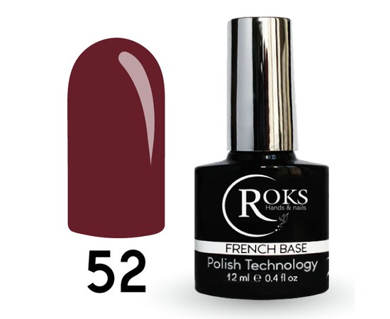 Изображение  Camouflage base for gel polish Roks Rubber Base French 12 ml, No. 52, Volume (ml, g): 12, Color No.: 52