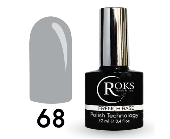 Изображение  Camouflage base for gel polish Roks Rubber Base French Color 12 ml, No. 68, Volume (ml, g): 12, Color No.: 68