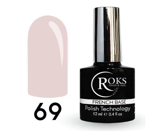 Изображение  Camouflage base for gel polish Roks Rubber Base French Color 12 ml, No. 69, Volume (ml, g): 12, Color No.: 69