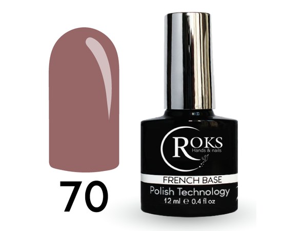 Изображение  Camouflage base for gel polish Roks Rubber Base French Color 12 ml, No. 70, Volume (ml, g): 12, Color No.: 70