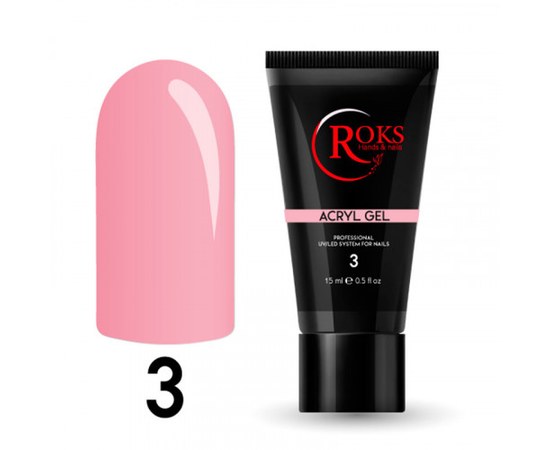 Изображение  Acryl gel for nails Roks Acryl gel 15 ml, № 3, Volume (ml, g): 15, Color No.: 3