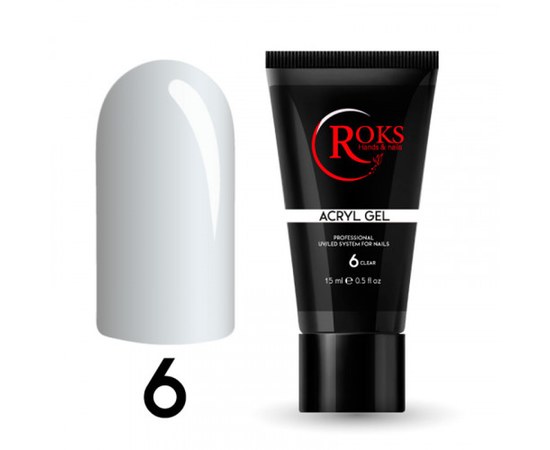Изображение  Acryl gel for nails Roks Acryl gel 15 ml, No. 6, Volume (ml, g): 15, Color No.: 6
