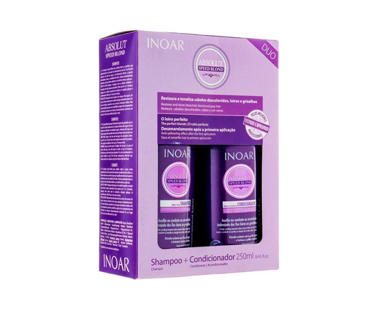 Изображение  Sulfate-free tint shampoo and conditioner "Perfect Blond" Inoar Duo Speed Blond 2x250 ml