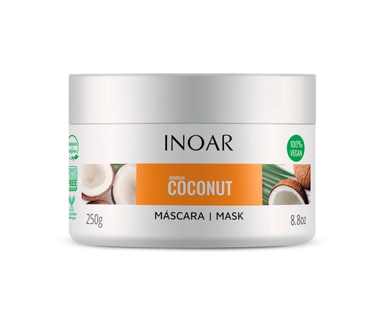 Изображение  Маска для роста волос без сульфатов Кокос и Биотин Inoar Coconut, Bombar coconut mascara, 250 г