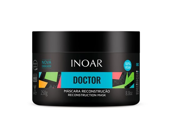 Изображение  Inoar Doctor Reconstruction Mask Hair Treatment Oat and Wheat Germ Proteins, 250 g