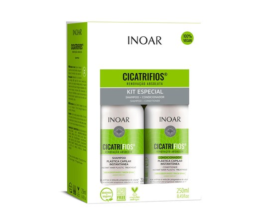 Изображение  Sulfate-free set of shampoo and conditioner to fix the color after dyeing Inoar Cicatrifios, 2x250 ml