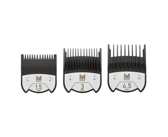 Зображення  Набір насадок Moser Magnetic Premium Combs (1.5, 3, 4.5 мм) 1801-7010