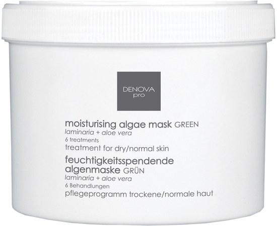 Зображення  Зволожуюча альгінатна маска зелена для сухої та нормальної шкіри DENOVA PRO, 155 мл