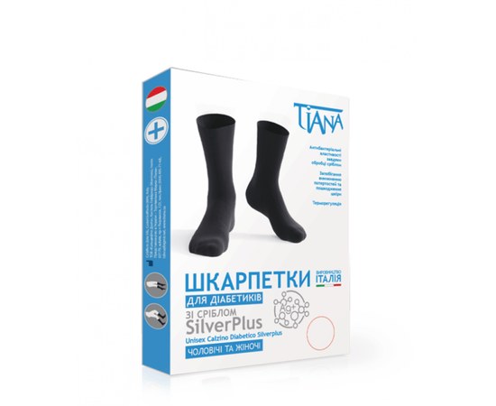 Изображение  Socks for diabetics with silver SilverPlus TIANA black, 725/1, Size: 1