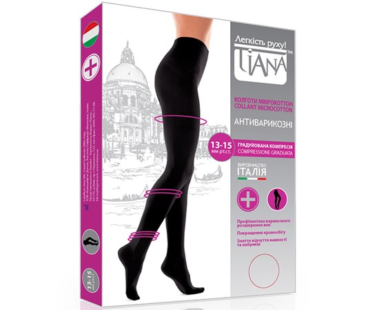 Изображение  Preventive tights with microcotton TIANA 140 Den black, 860/2, Knit density: 140 Den, Size: 2
