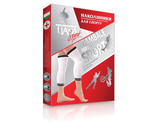 Изображение  Long anti-varicose compression knee pads for sports TIANA white, 775/SM, Size: SM