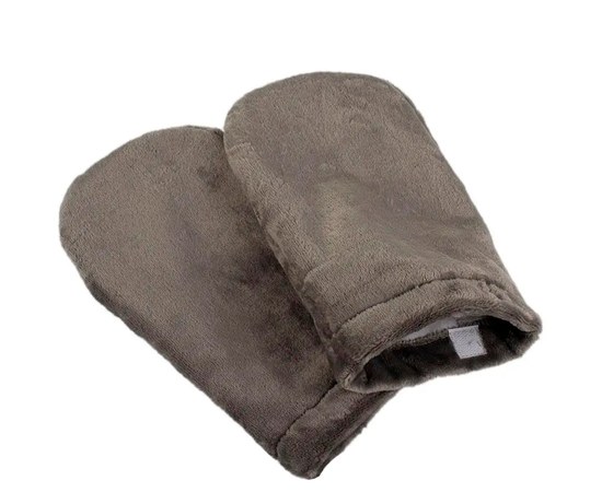 Изображение  Варежки махровые, рукавички для парафинотерапии, серые