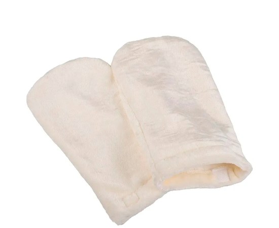 Зображення  Рукавички махрові, рукавички для парафінотерапії, молочні