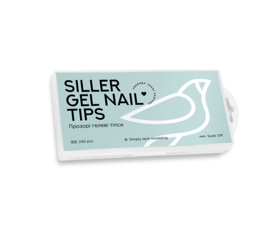 Зображення  Прозорі гелеві тіпси Siller gel nail tips 240 штук, форма овал