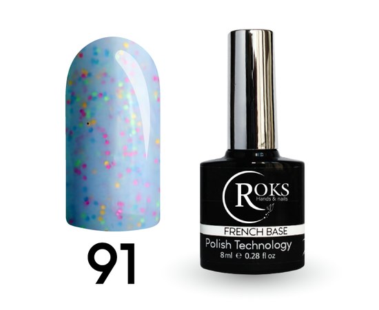 Изображение  Camouflage base for gel polish Roks Rubber Base French Candy 8 ml, No. 91, Volume (ml, g): 8, Color No.: 91