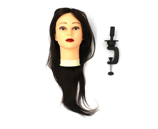 Изображение  Mannequin head SPL 518/C-4 artificial hair "brown" 50-55 cm + tripod