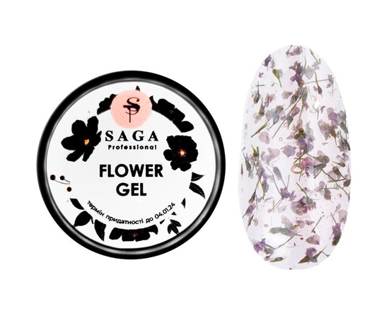 Зображення  Квітковий гель для дизайну Saga Professional Flower Gel 5 мл, № 01, Об'єм (мл, г): 5, Цвет №: 001