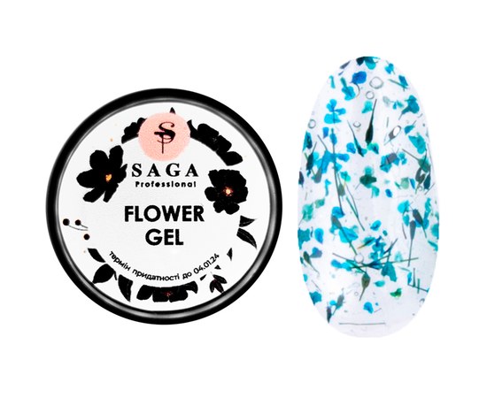 Зображення  Квітковий гель для дизайну Saga Professional Flower Gel 5 мл, № 02, Об'єм (мл, г): 5, Цвет №: 002