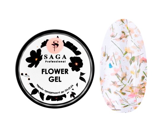 Зображення  Квітковий гель для дизайну Saga Professional Flower Gel 5 мл, № 08, Об'єм (мл, г): 5, Цвет №: 008