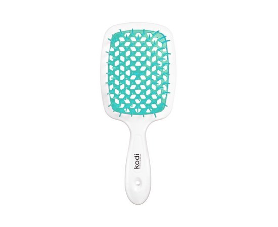 Изображение  Hair brush Kodi Soft Touch white with turquoise teeth