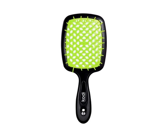 Изображение  Щетка для волос Kodi Soft Touch черная с салатовыми зубцами