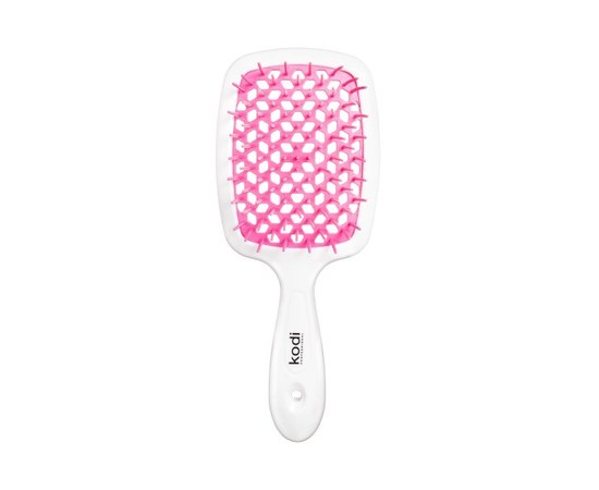 Зображення  Щітка для волосся Kodi Soft Touch біла з рожевими зубцями
