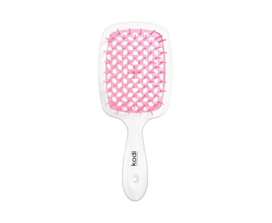 Изображение  Щетка для волос Kodi Soft Touch белая с светло-розовыми зубцами