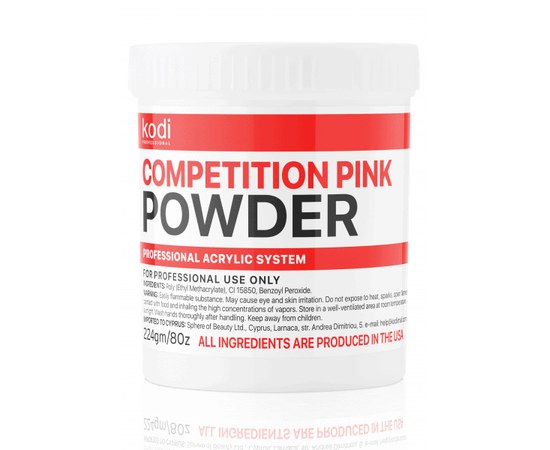 Изображение  Acrylic nail powder Kodi Competition Pink (pink-transparent acrylic) 224 g, Color No.: Pink