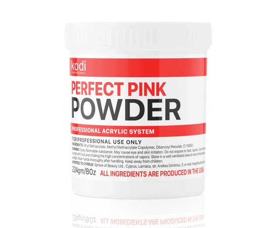 Зображення  Пудра акрилова для нігтів Kodi Pink Powder (акрил рожево-прозорий) 224 г, Вага (г): 224, Цвет №: Pink