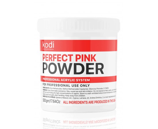 Изображение  Acrylic powder for nails Kodi Pink Powder (acrylic pink-transparent) 500 g, Weight (g): 500, Color No.: Pink