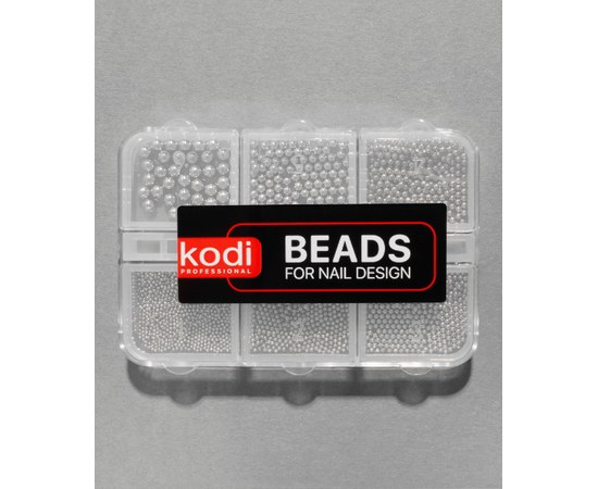 Изображение  Beads for nail design Kodi (color: light gray)