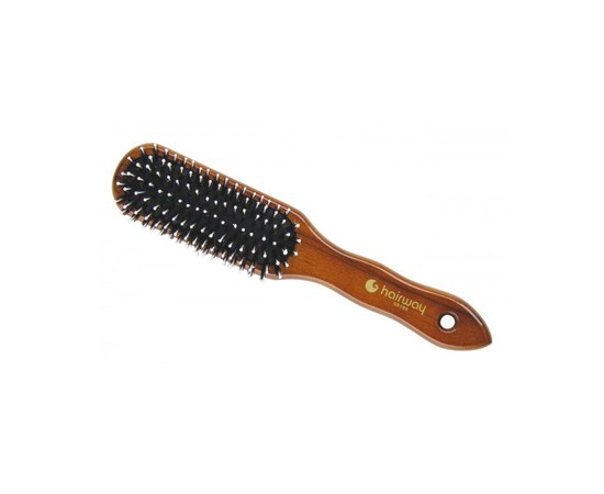 Изображение  Massage brush, black, porcupine bristles + white plastic pins Hairway 08186