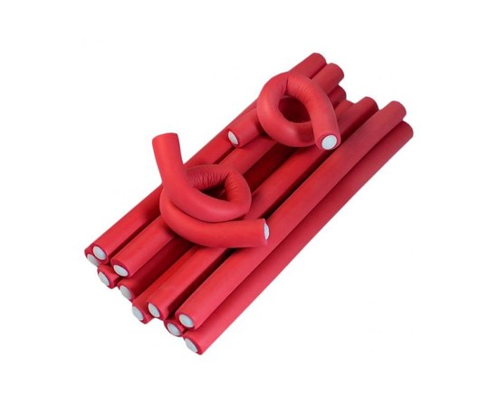 Изображение  Flexible red curlers 180 x 13 mm Hairway 41178