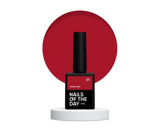 Зображення  Nails of the Day Malbec base 01 – вітражна глибока червона база, 10 мл, Об'єм (мл, г): 10, Цвет №: 01