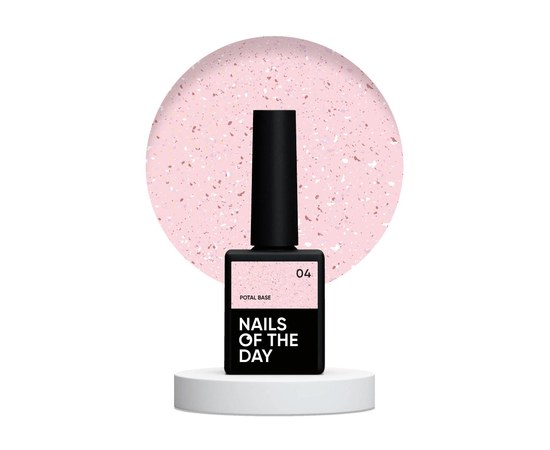 Изображение  Nails of the Day Potal base 04 - pink base with potal (golden pink potal), 10 ml, Volume (ml, g): 10, Color No.: 4