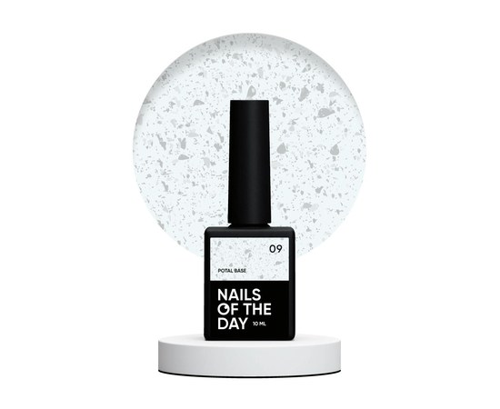 Зображення  Nails of the Day Potal base 09 – молочно-срібна база зі сріблою поталлю, 10 мл, Об'єм (мл, г): 10, Цвет №: 09