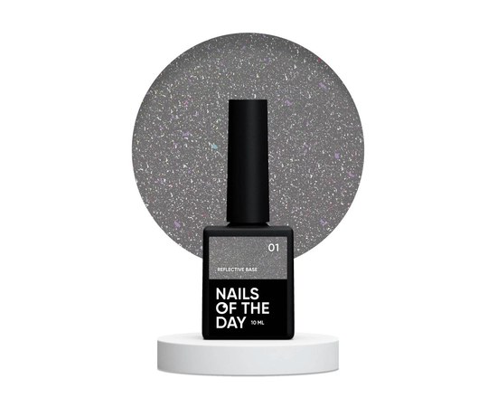 Изображение  Nails of the Day Reflective base 01 - camouflage reflective base with shimmer (silver and pink sparkles), 10 ml, Volume (ml, g): 10, Color No.: 1