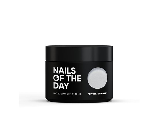 Изображение  Nails of the Day Polygel shimmer 01 — Полигель белый с шиммером мелкозернистый, 30 мг, Объем (мл, г): 30, Цвет №: 01