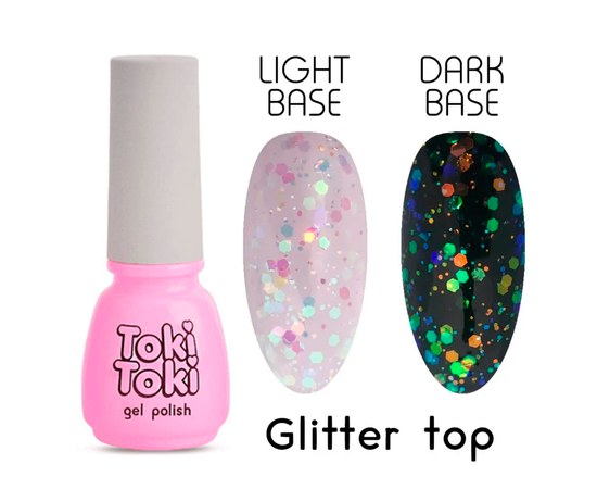 Зображення  Топ для нігтів без липкого шару Toki-Toki Glitter Top 5 мл